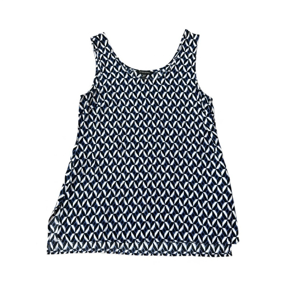 Geometric Patterned Sleeveless Top - Black and Blue